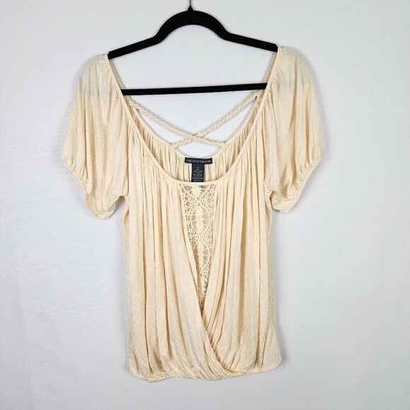 Chelsea & Throdore Boho Crochet Embroidery and Twist Rope Flowy Blouse S - Picture 1 of 5